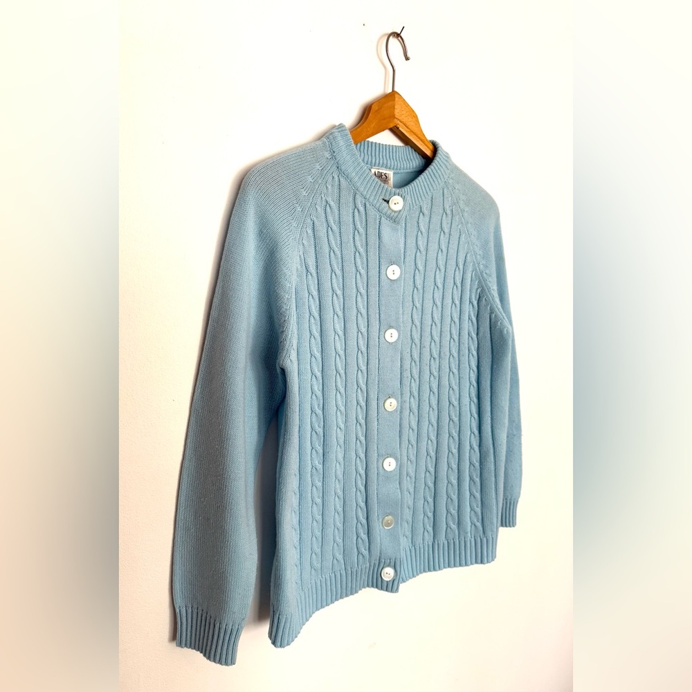Ades Vintage Blue Cardigan Knit Sweater